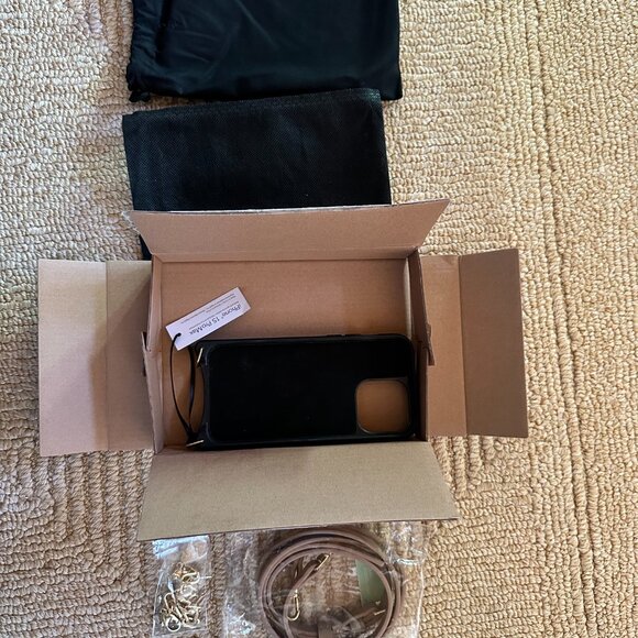 Bandolier designer phone case cross body bag iPhone 15 ProMax strap tan gold - Picture 7 of 12